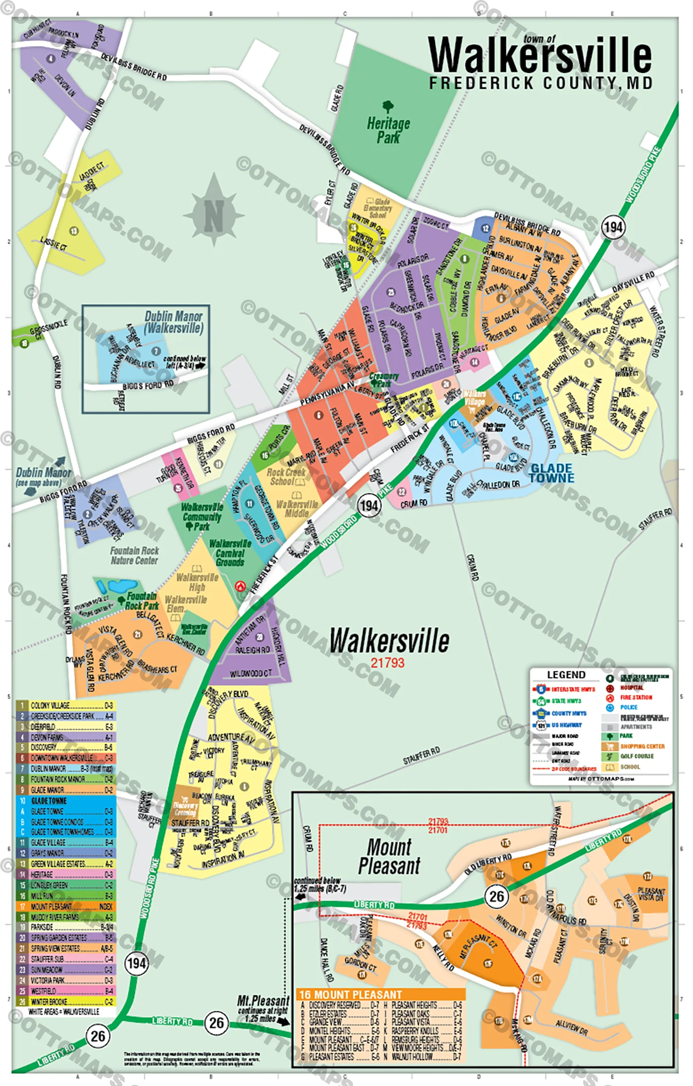 Walkersville Map, Frederick County, MD - POSTER PRINTS - Image 2