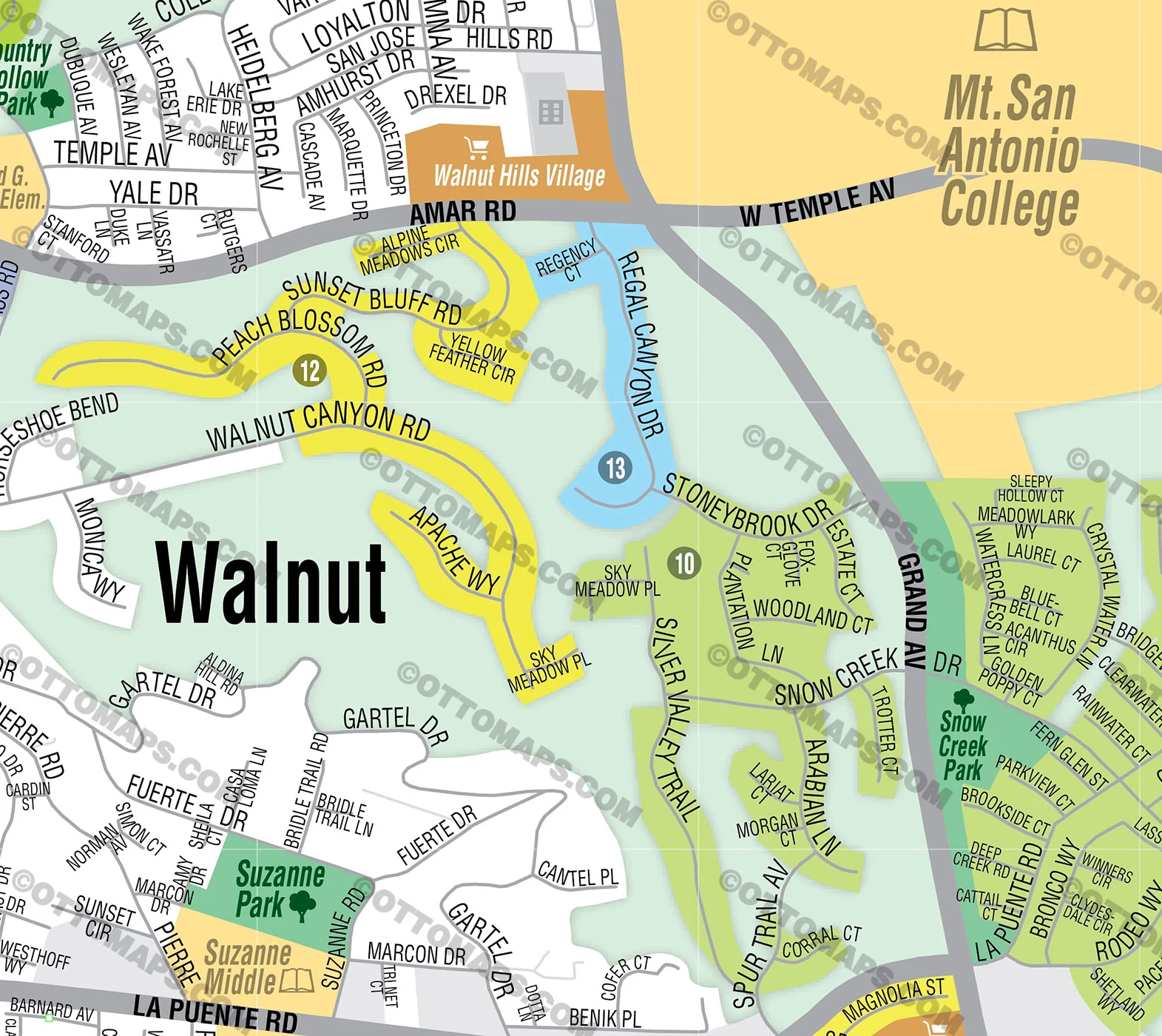 Walnut Map, Los Angeles County, CA - FILES - PDF and AI, editable, vector, royalty free - Image 2