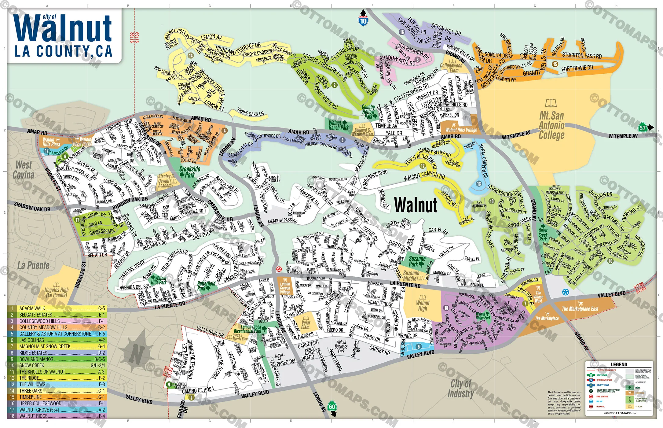 Walnut Map, Los Angeles County, CA - FILES - PDF and AI, editable, vector, royalty free - Image 3