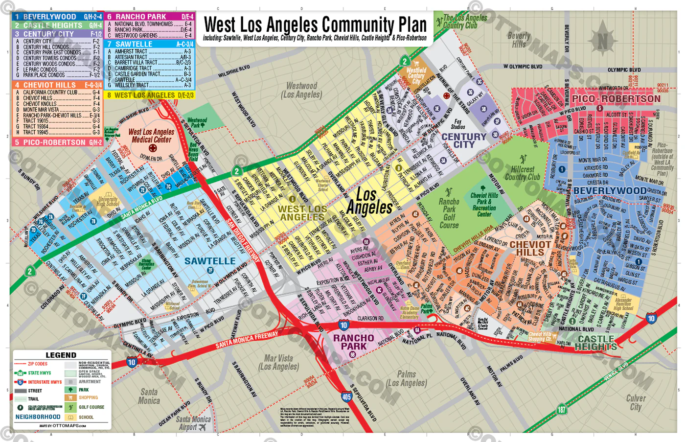 West Los Angeles Community Plan Map - FILES - PDF and AI, editable, vector, royalty free - Image 3