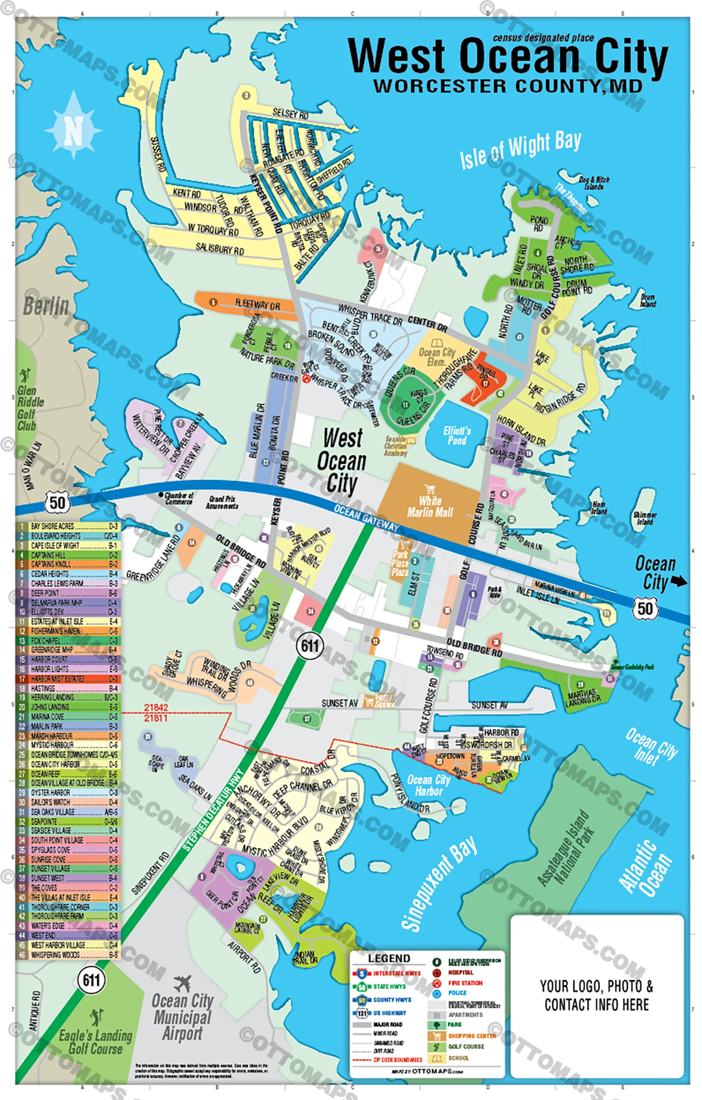 West Ocean City Map, Worcester County, MD - FILES - PDF and AI Files, editable, vector, royalty free - Image 3