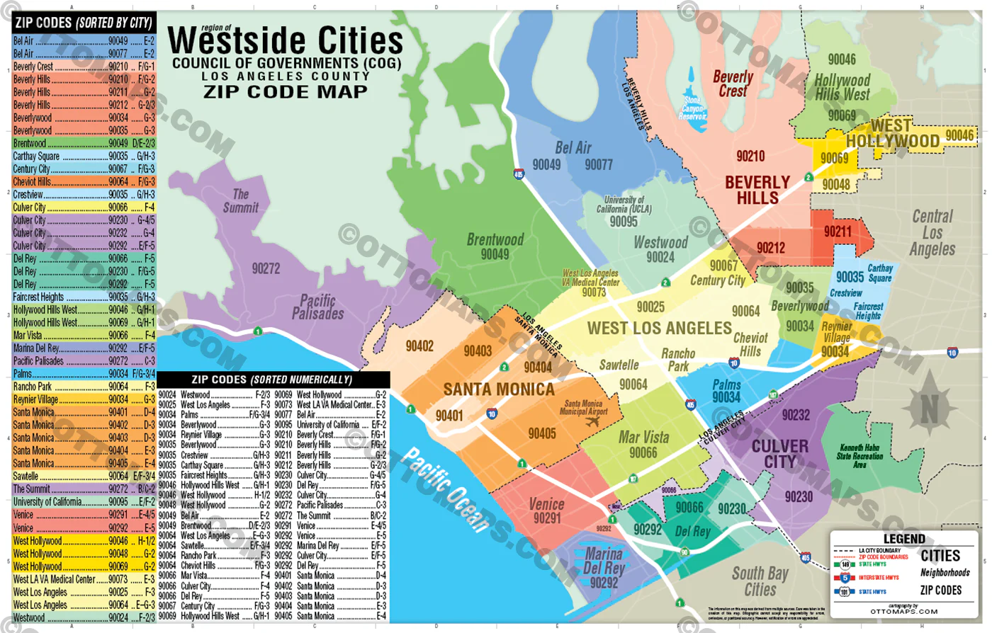West Side Cities Zip Code Map, Los Angeles - FILES - PDF, AI, layered, editable, royalty free - Image 3