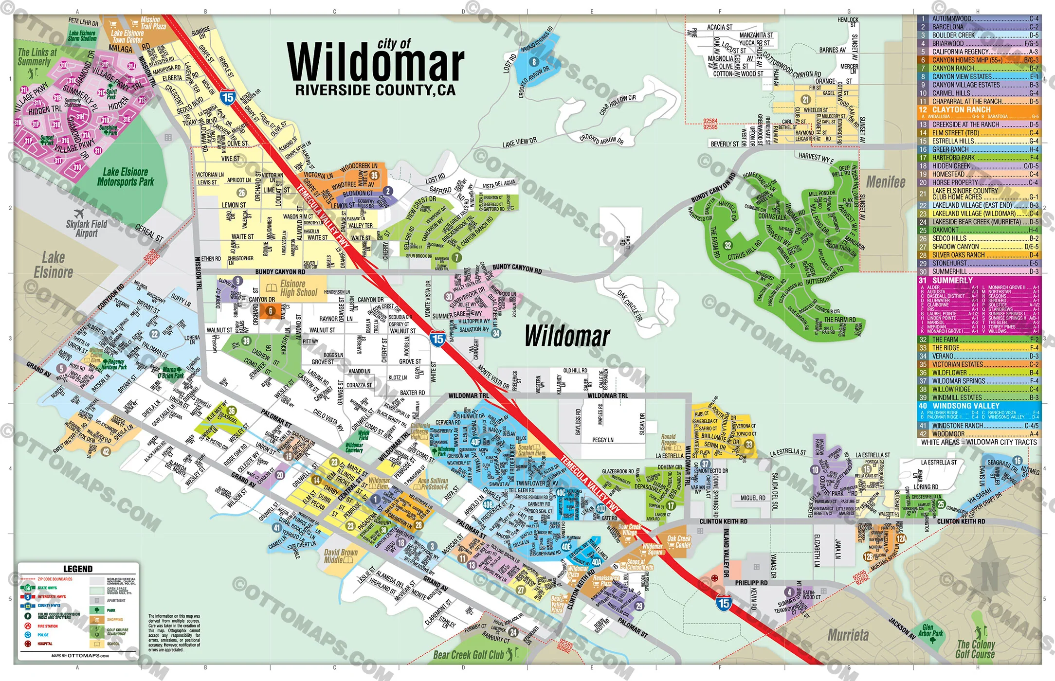 Wildomar Map, Riverside County, CA - FILES - PDF and AI, editable, vector, royalty free - Image 3