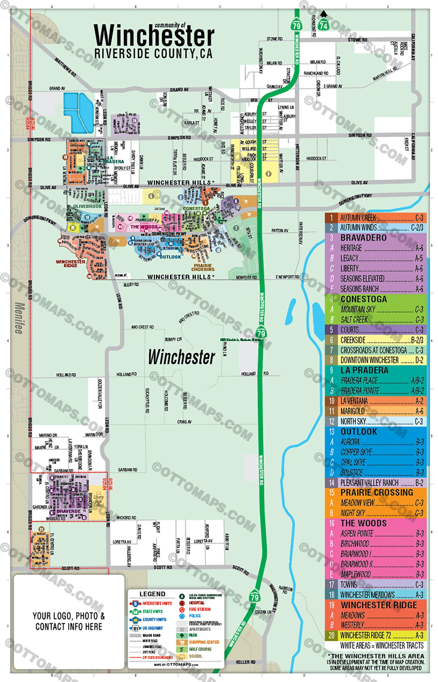 Winchester Map, Riverside County, CA - FILES - PDF and AI, editable, vector, royalty free