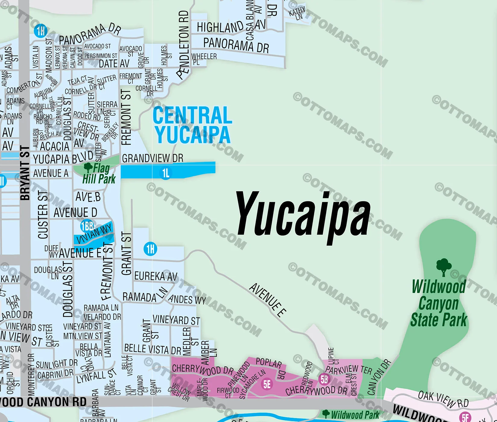 Yucaipa Map, San Bernardino County, CA - FILES - PDF and AI, editable, vector, royalty free - Image 3